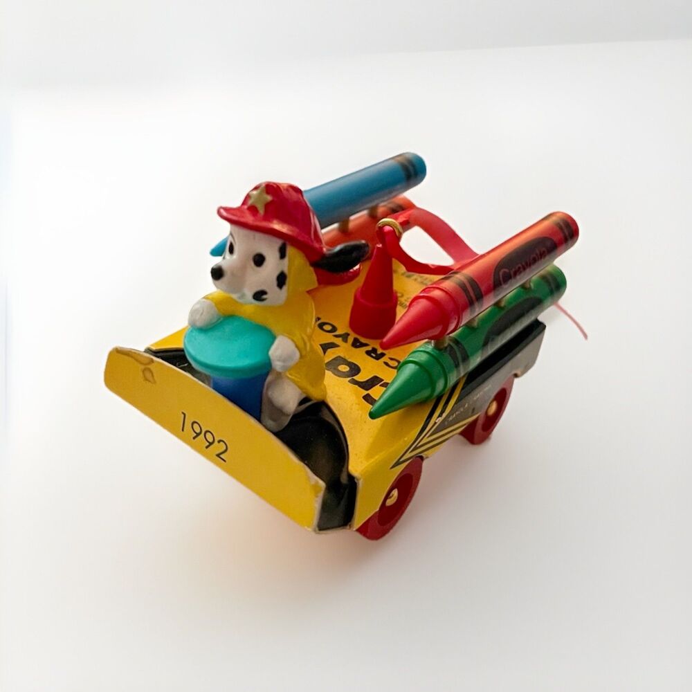Hallmark "Bright Blazing Colors" Crayola Crayon Fire Truck Ornaments 1992